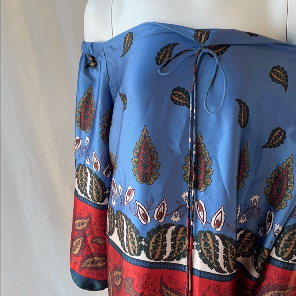 Loft Silk Strapless Patterned Blouse - image 2